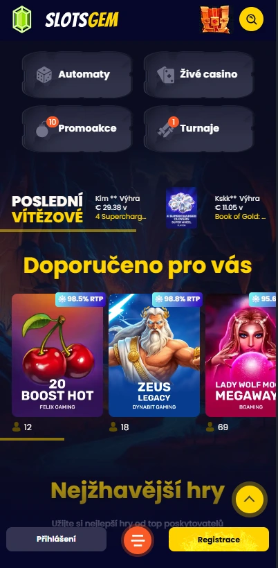 SlotsGem – bonusy pro nové hráče a výběr her